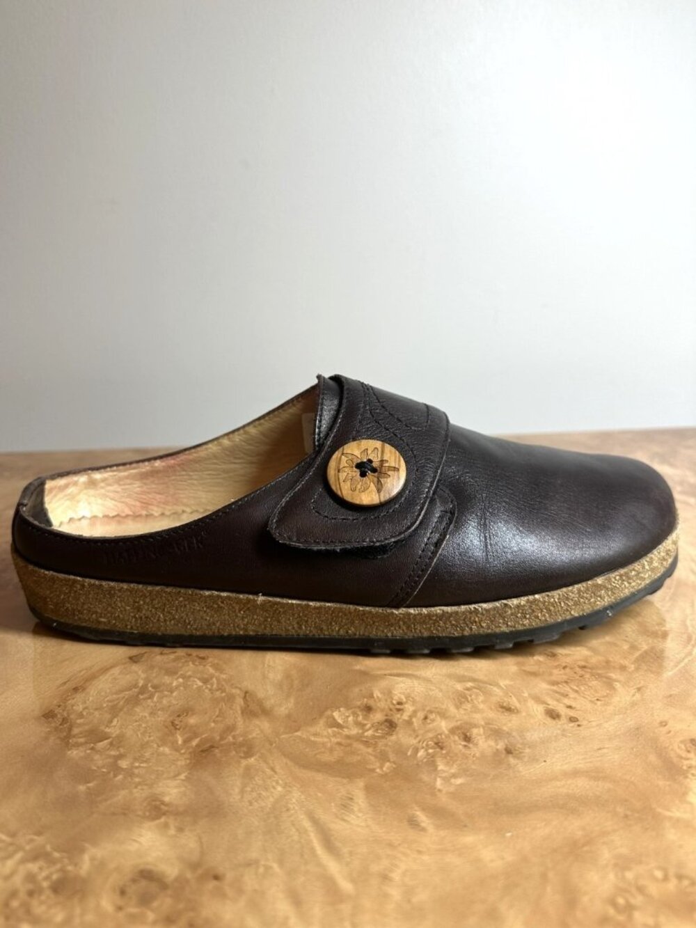 Haflinger Leather Clogs Brown Cork Footbed Comfort Mules EU 41 US Women's 10